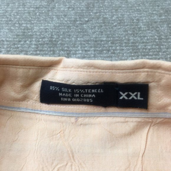 Johnnie Walker Shirt Mens 2XL Blue Peach Silk Tencel Button Career Casual XXL - Picture 10 of 11